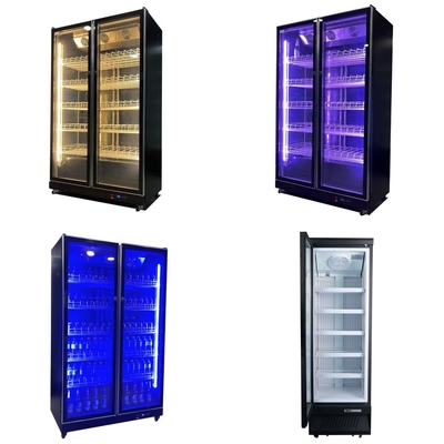 扇風機冷却システム LED照明と防霧ガラスドア付きの商用ディスプレイ冷却機