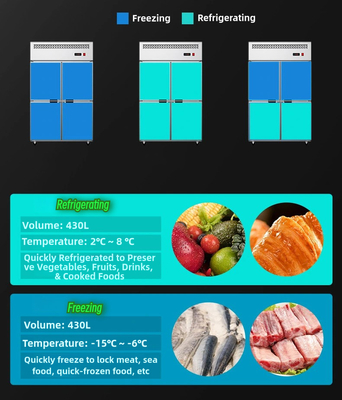 多気候 4ドアステンレス鋼冷蔵庫 冷蔵庫 温度制御